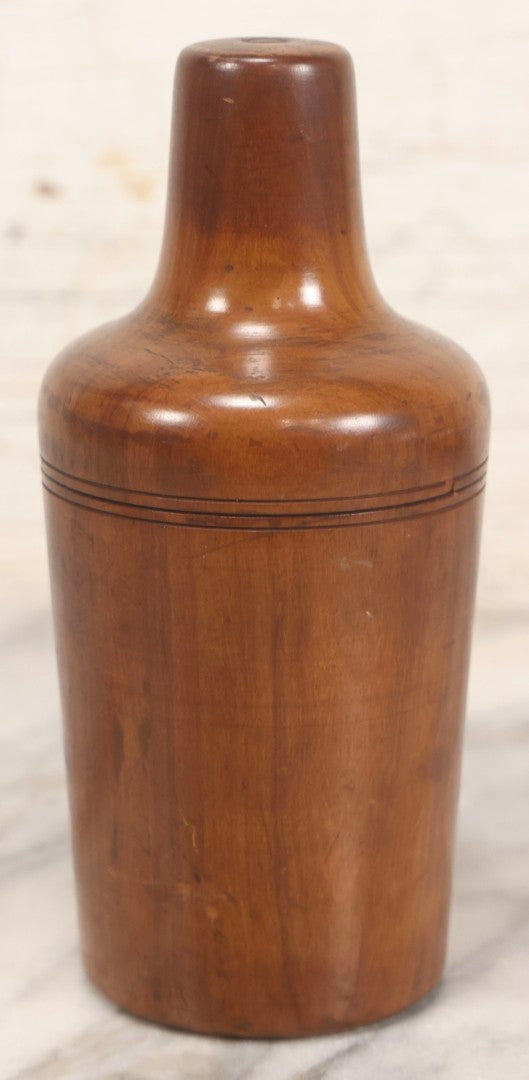 Lot 087 - Antique Solid Turned Wood Bottle Form With Burned Cursive “S. Moritz” Signature