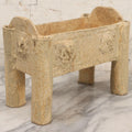 Lot 108 - Vintage Pre-Columbian Style Replica Hand Built Four-Legged Pottery Planter With Appliqué Face Masks, 11-3/4" L