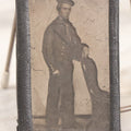 Lot 127 - Antique 1/9th Plate Ambrotype Photograph Of Sailor Standing Beside Chair, In Taped Border