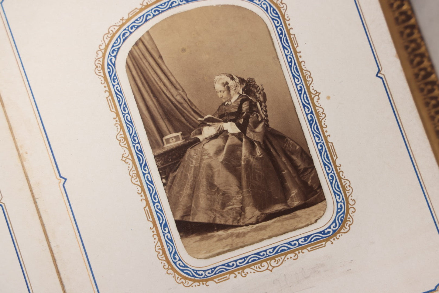 Lot 139 - Antique Portrait Photograph Album With 38 Carte De Visite C.D.V.. Photographs And One Tintype, Many Identified In Pencil