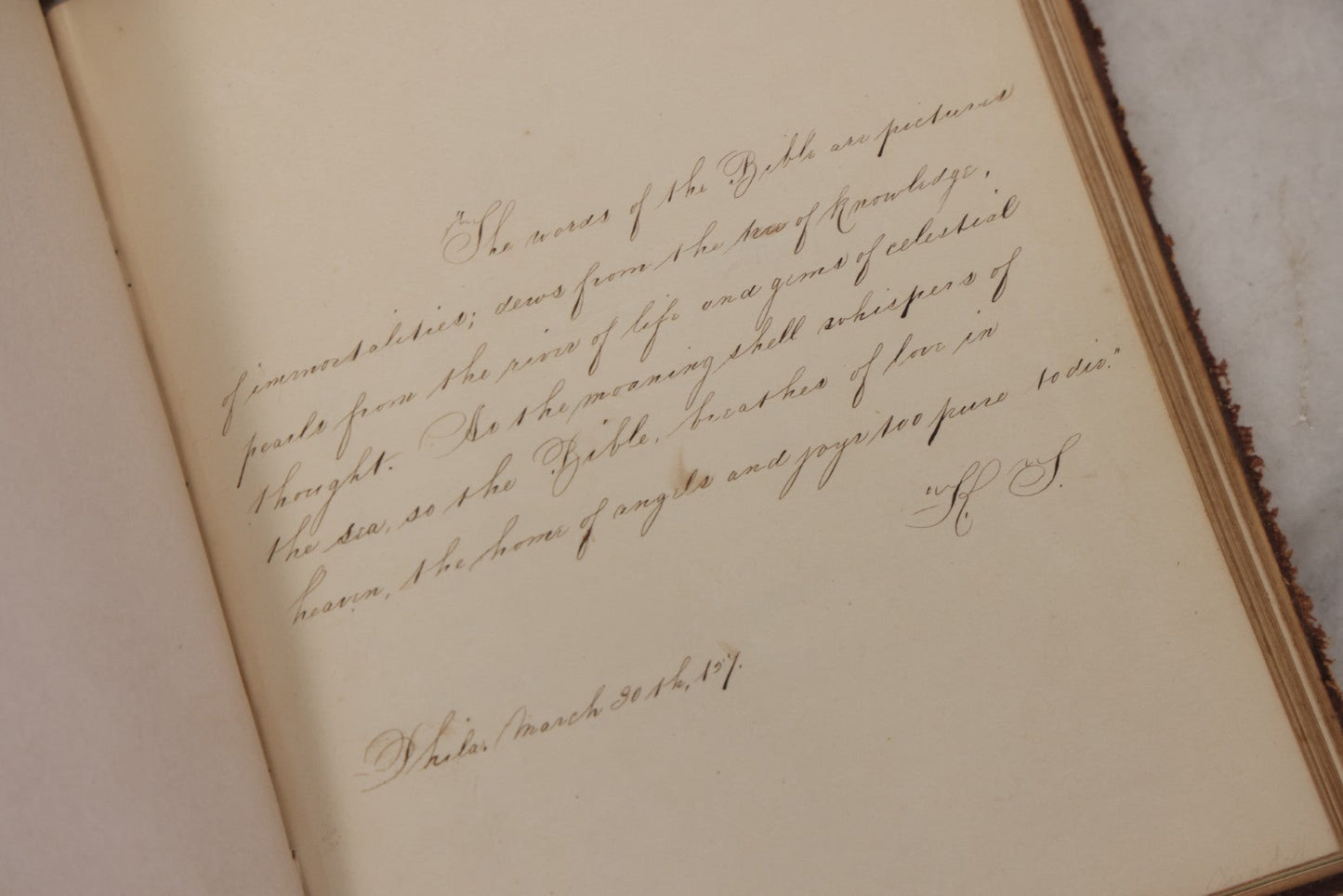 Lot 155 - Antique Autograph Book “Gems From Flora, Illustrated” By J. C. Riker With Dozens Of Entries To Annie Thomas, Including Hand-Colored Flower Lithographs, Circa 1835