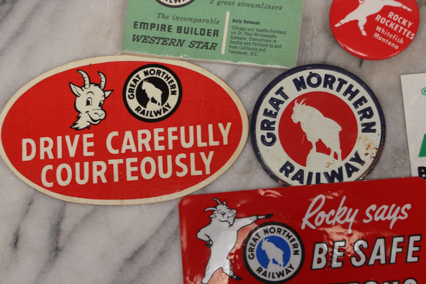 Lot 179 - Grouping Of Vintage Great Northern Railway Ephemera Featuring “Rocky” The Mountain Goat Mascot