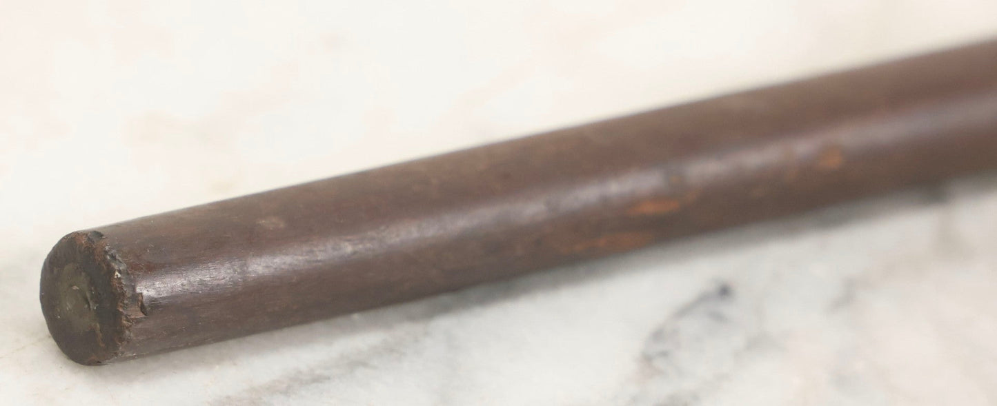 Lot 004 - Antique Cane With Sterling Silver Medallion Dated July 20th, 1901 And Monogrammed "P.M.C." Mounted On Horn Grip With Banded Bone And Wood Shaft, 33-1/2" L