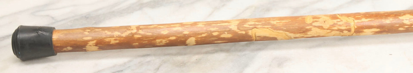 Lot 005 - Vintage Folk Art Cane With Carved Boot Handle And Natural Debarked Wood Shaft, 35-1/8" L