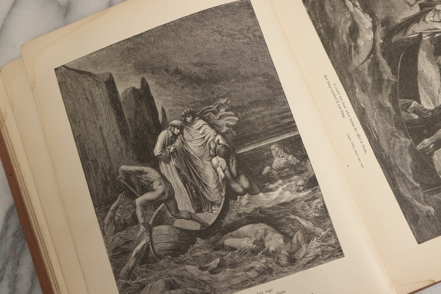 Lot 007 - "Dante's Inferno" Antique Illustrated Verse Book Translated From The Original Of Dante Alighieri, Illustrated By Gustave Doré, Published By Henry Altemus, Philadelphia, Pennsylvania, Circa 1888, Note Red Marks Throughout