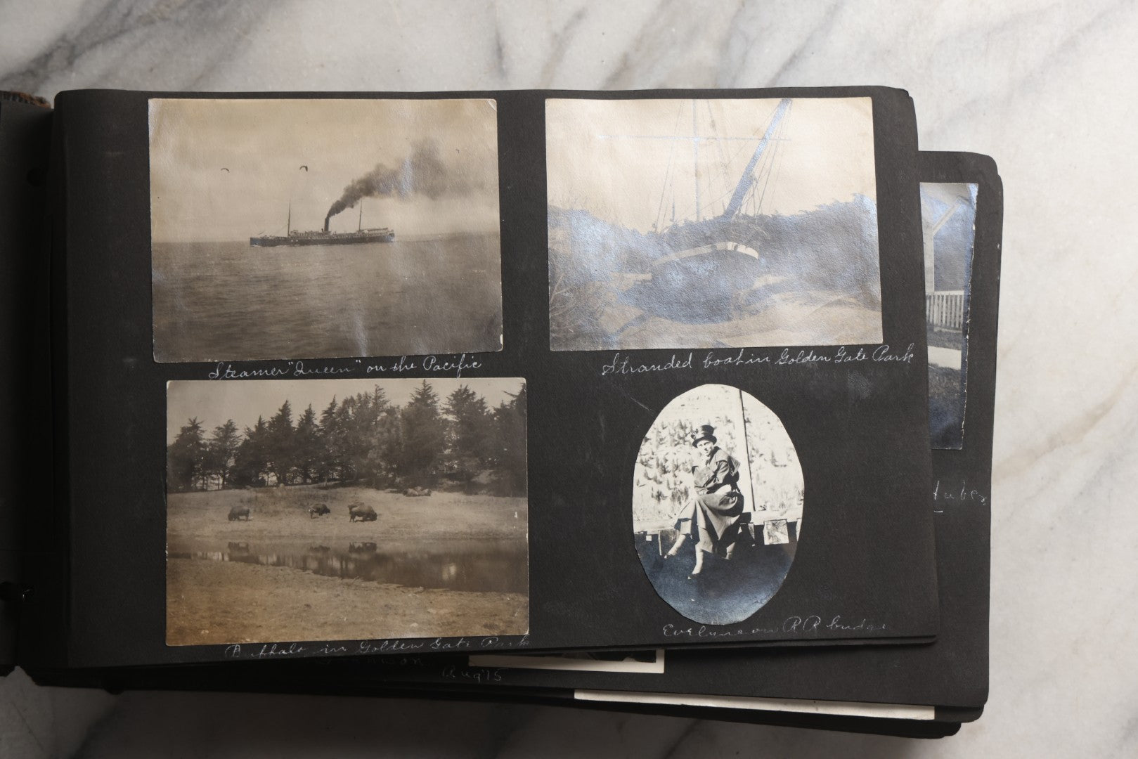 Lot 025 - Antique Snapshot Photo Album Gifted To Zella On Christmas 1916 With 1750+ Photos Of Midwest And Western Scenes Including Telluride & Greeley Colorado, Farm Life, Animals, Automobiles, Oil Wells, Early Aviation, And WWI Soldiers, 1916–1920