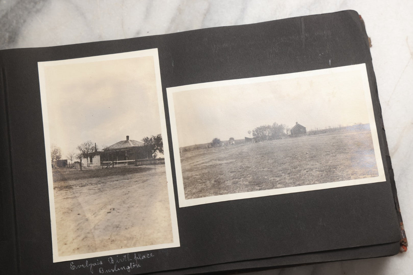 Lot 025 - Antique Snapshot Photo Album Gifted To Zella On Christmas 1916 With 1750+ Photos Of Midwest And Western Scenes Including Telluride & Greeley Colorado, Farm Life, Animals, Automobiles, Oil Wells, Early Aviation, And WWI Soldiers, 1916–1920