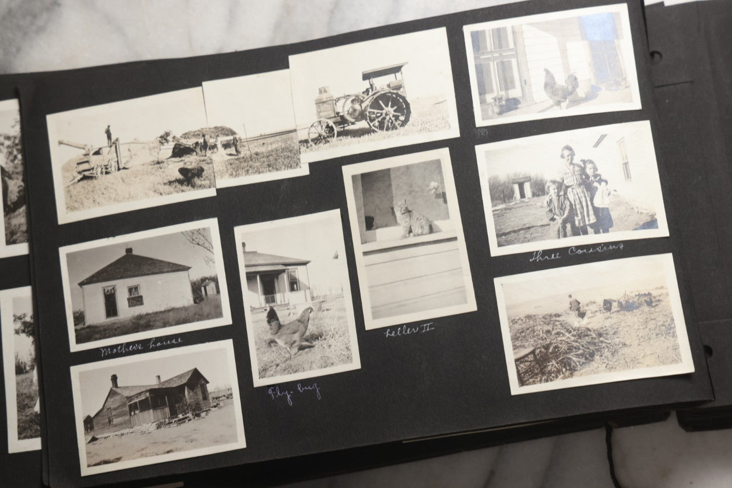 Lot 025 - Antique Snapshot Photo Album Gifted To Zella On Christmas 1916 With 1750+ Photos Of Midwest And Western Scenes Including Telluride & Greeley Colorado, Farm Life, Animals, Automobiles, Oil Wells, Early Aviation, And WWI Soldiers, 1916–1920