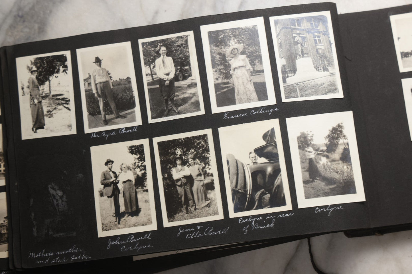 Lot 025 - Antique Snapshot Photo Album Gifted To Zella On Christmas 1916 With 1750+ Photos Of Midwest And Western Scenes Including Telluride & Greeley Colorado, Farm Life, Animals, Automobiles, Oil Wells, Early Aviation, And WWI Soldiers, 1916–1920