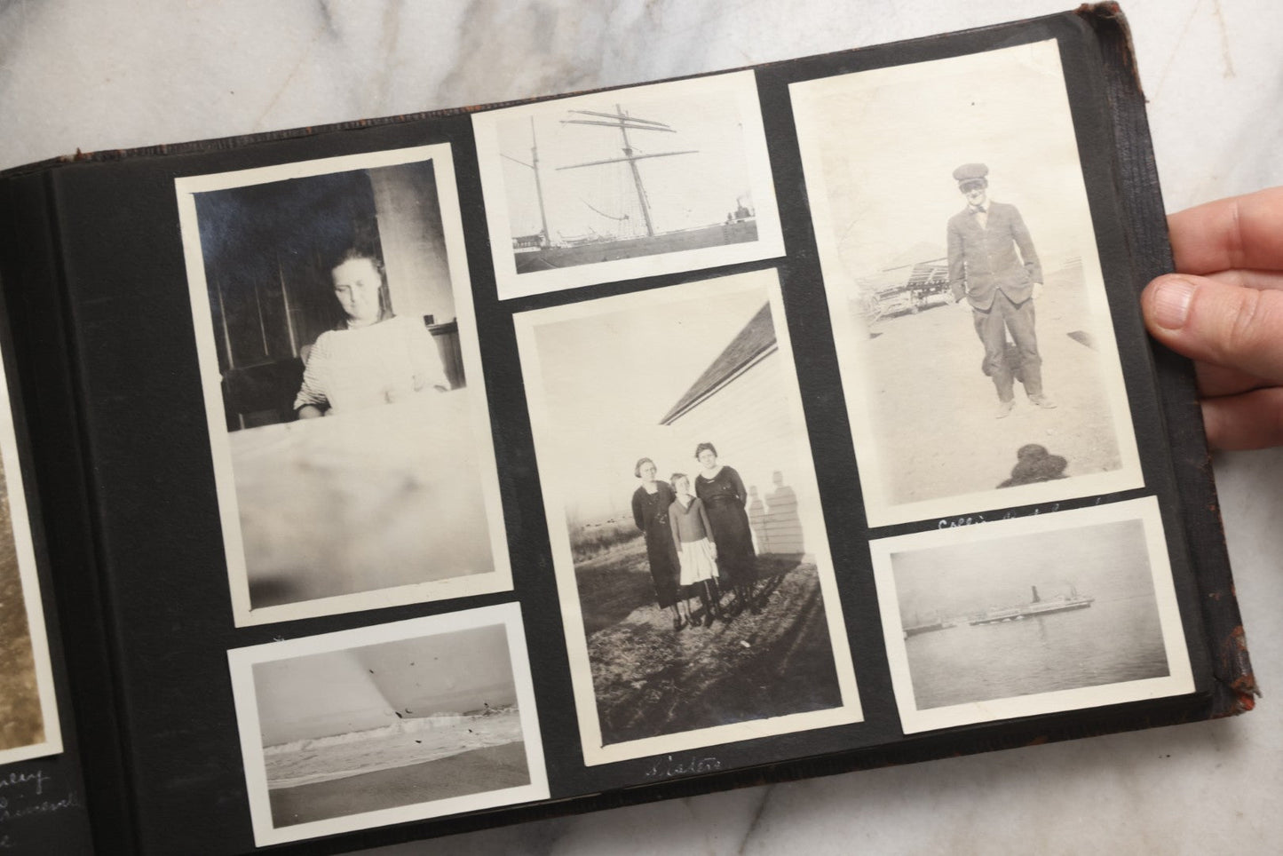 Lot 025 - Antique Snapshot Photo Album Gifted To Zella On Christmas 1916 With 1750+ Photos Of Midwest And Western Scenes Including Telluride & Greeley Colorado, Farm Life, Animals, Automobiles, Oil Wells, Early Aviation, And WWI Soldiers, 1916–1920
