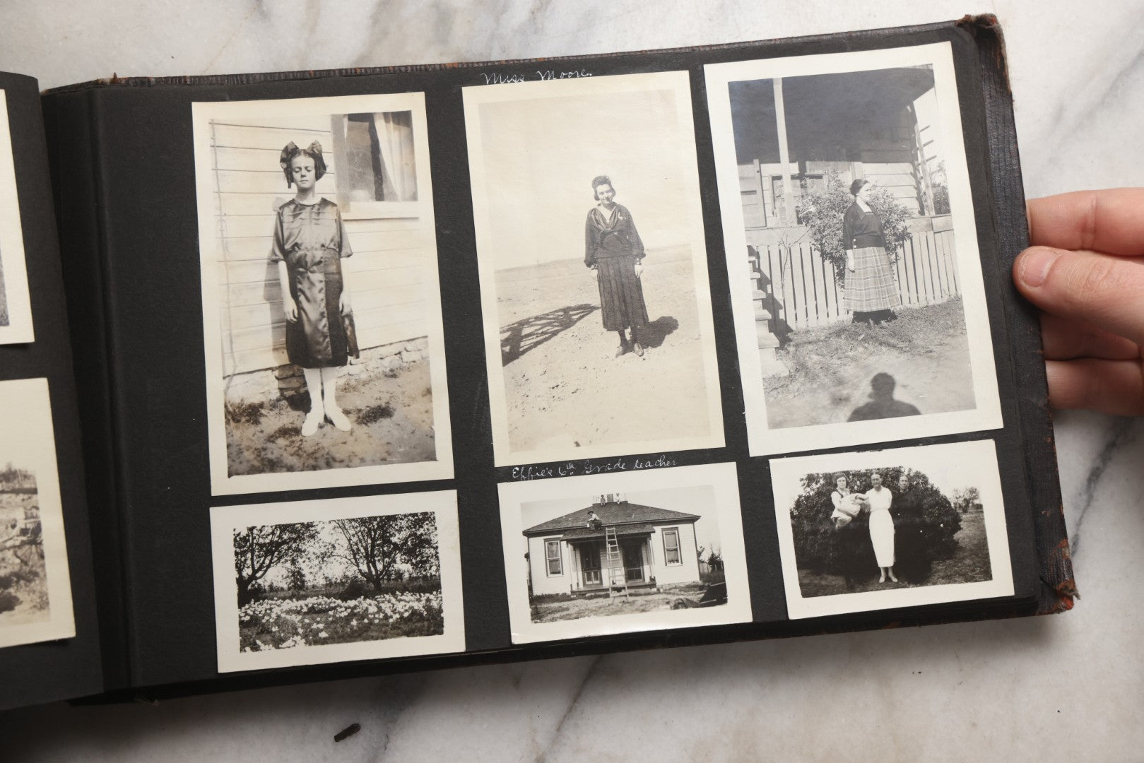 Lot 025 - Antique Snapshot Photo Album Gifted To Zella On Christmas 1916 With 1750+ Photos Of Midwest And Western Scenes Including Telluride & Greeley Colorado, Farm Life, Animals, Automobiles, Oil Wells, Early Aviation, And WWI Soldiers, 1916–1920