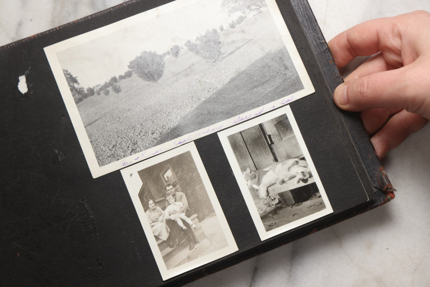 Lot 025 - Antique Snapshot Photo Album Gifted To Zella On Christmas 1916 With 1750+ Photos Of Midwest And Western Scenes Including Telluride & Greeley Colorado, Farm Life, Animals, Automobiles, Oil Wells, Early Aviation, And WWI Soldiers, 1916–1920