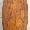 Lot 041 - Antique Pyrography Wood Plaque Depicting Rock Of Ages With Mason County Fair Award Ribbons, Flemish Art Company, New York, 1921, 9-1/4" x 20-1/2"
