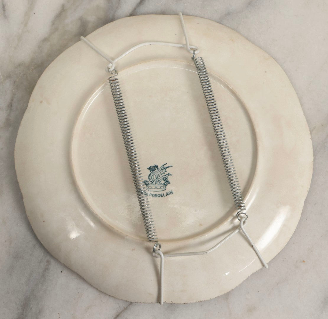 Lot 050 - Antique Transferware Commemorative Plate Of Uss Texas Marked “Semi Porcelain” With Dragon-In-Crown Hallmark And Modern Plate Hanger