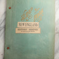 Lot 089 - Antique Teal Paperboard Scrapbook Album With "Historic Shrines Of Massachusetts" Newspaper Series And New England Ephemera, Circa 1936