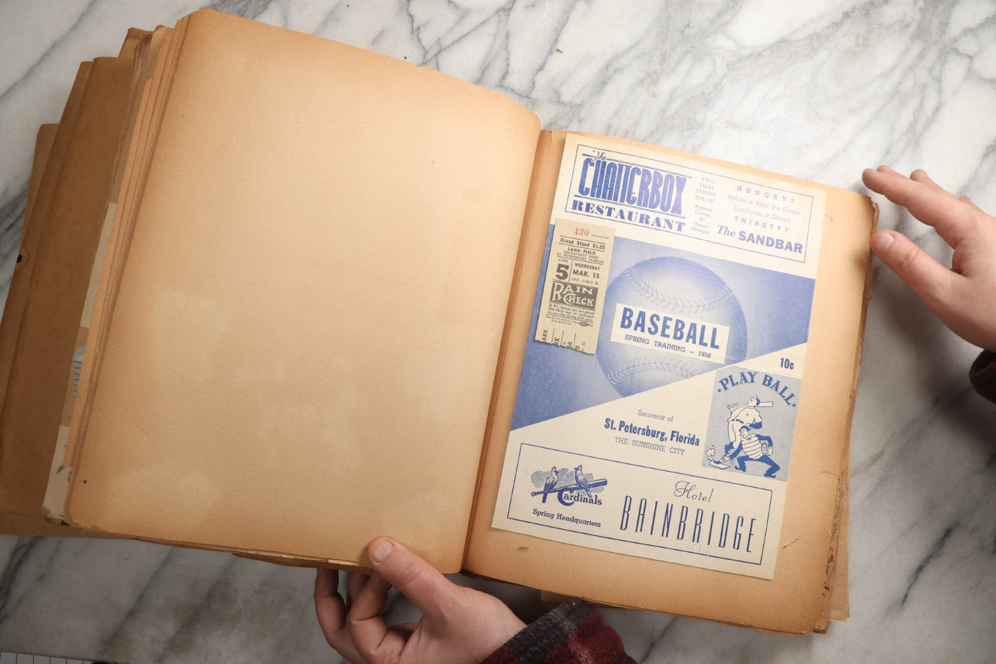 Lot 090 - Antique Brown Craft Paper Scrapbook Album With Boston, Providence, England, St. Petersburg, Bar Harbor, Mt. Vernon, Architecture, Obituaries, Politicians, And War Ephemera, Circa 1944