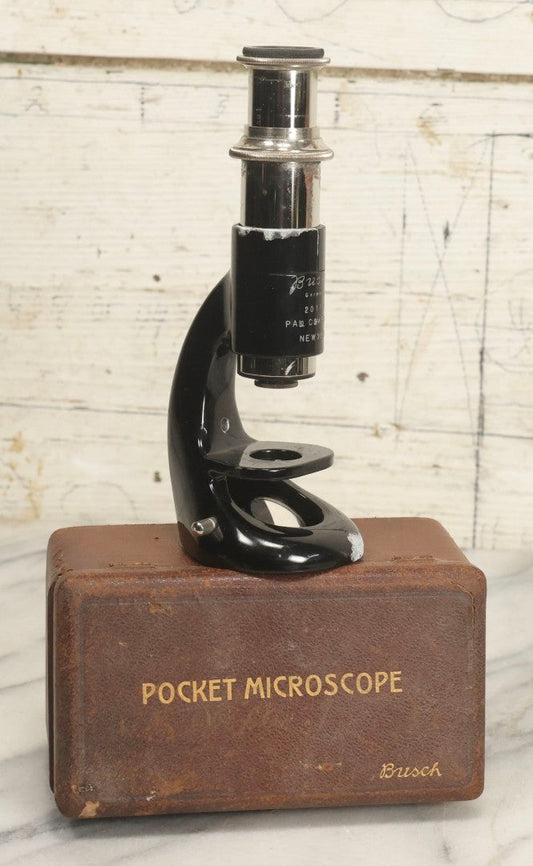 Lot 015 - Vintage Busch Pocket Microscope With Original Leatherette Case, Manufactured By Bosch, Germany, Imported By Palo Company Import, New York, 7-7/8" H