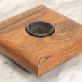 Lot 061 - Vintage Midcentury Walnut Wooden Flower Frog Vase With Metal Pin Insert