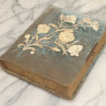 Lot 082 - Antique Cabinet Card And Carte De Visite C.D.V. Photograph Album With 24 Cabinet Card Photographs, Light Blue Velvet Covers With White Celluloid Floral Appliqué, Missing Clasp