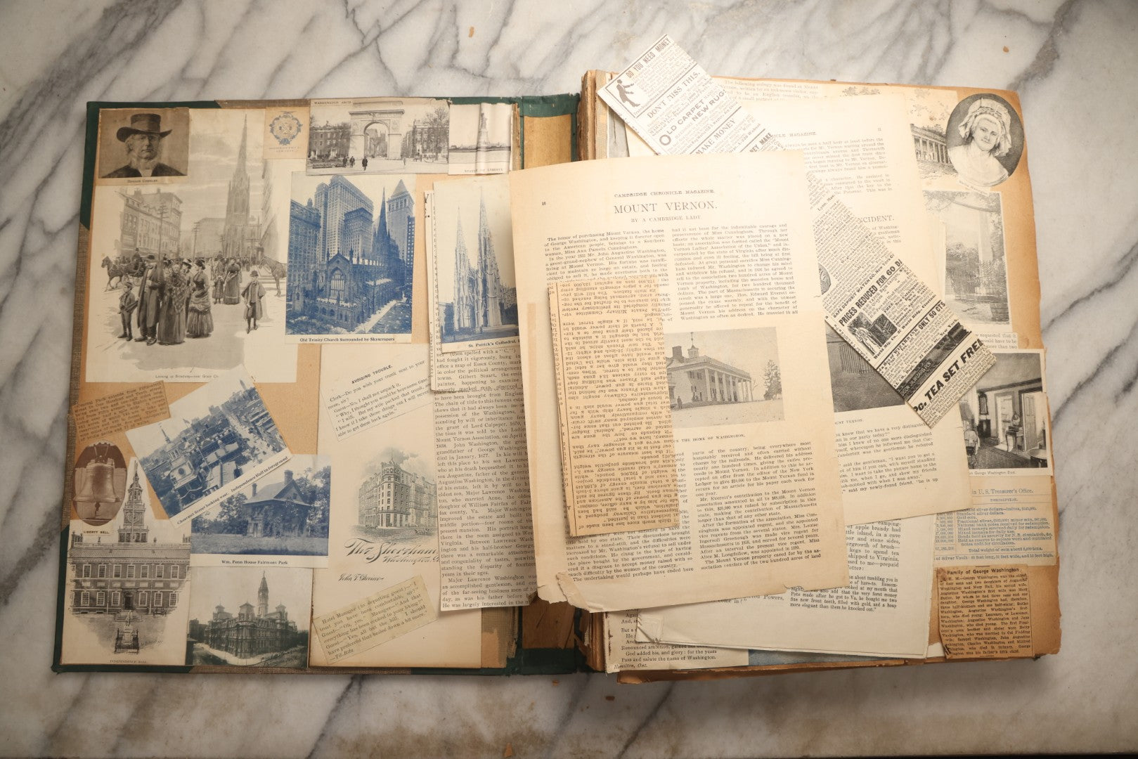 Lot 095 - Antique Washington D.C., Hudson River, Montreal, Asheville, And Maine Travel Scrapbook With Pressed Botanical Specimens, Circa  1898-1905, Note Binding Split, Pages Detached And Brittle