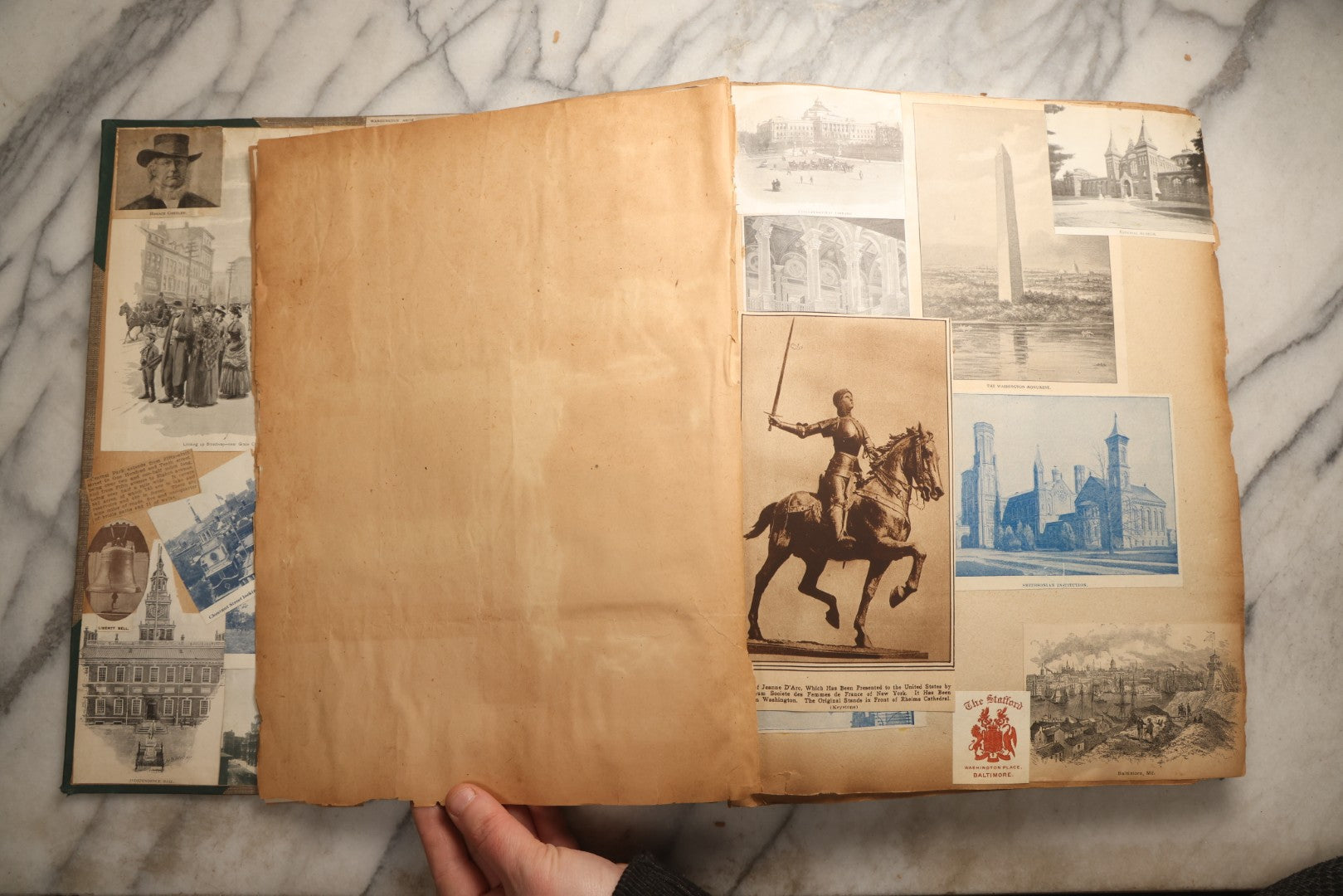 Lot 095 - Antique Washington D.C., Hudson River, Montreal, Asheville, And Maine Travel Scrapbook With Pressed Botanical Specimens, Circa  1898-1905, Note Binding Split, Pages Detached And Brittle