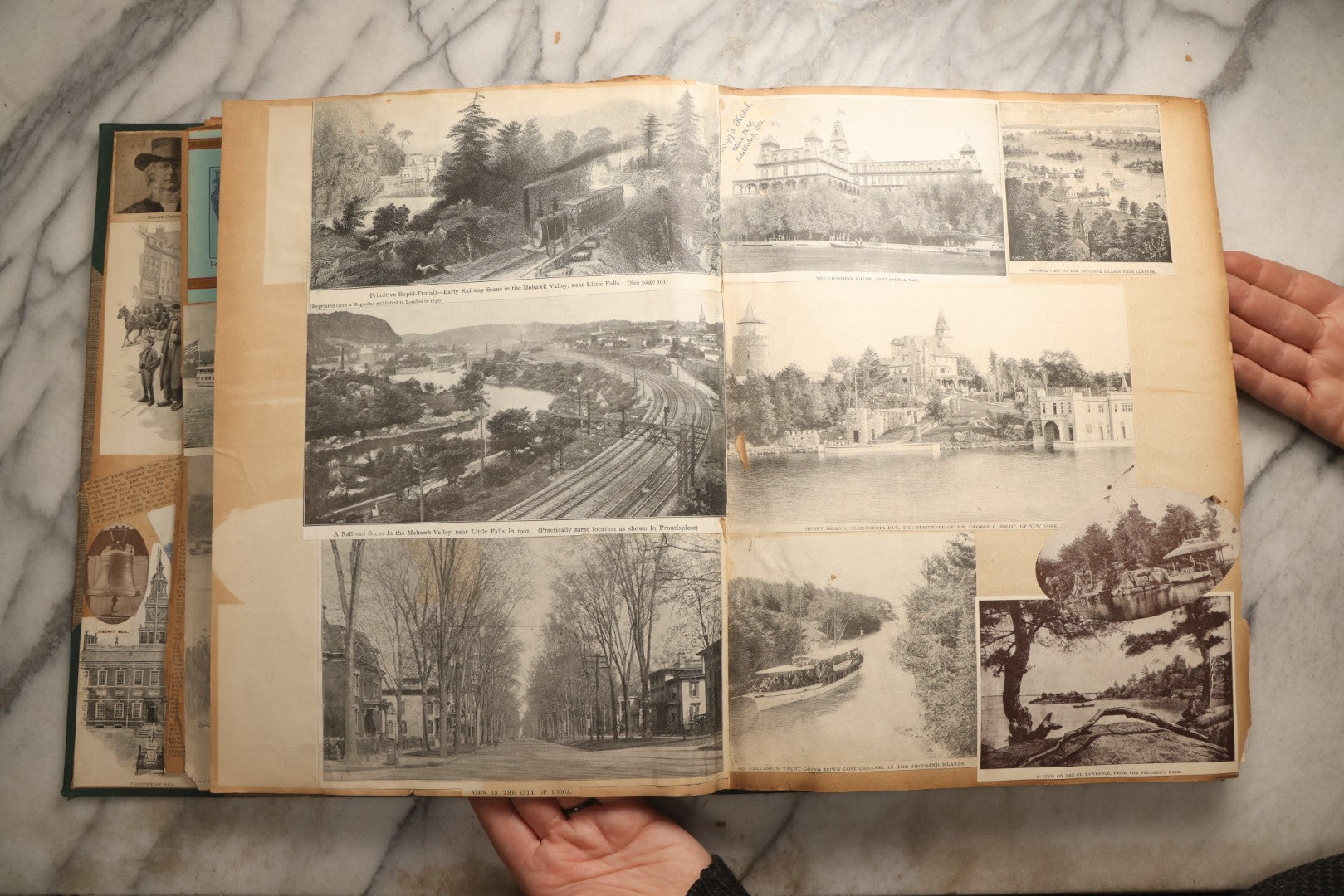 Lot 095 - Antique Washington D.C., Hudson River, Montreal, Asheville, And Maine Travel Scrapbook With Pressed Botanical Specimens, Circa  1898-1905, Note Binding Split, Pages Detached And Brittle