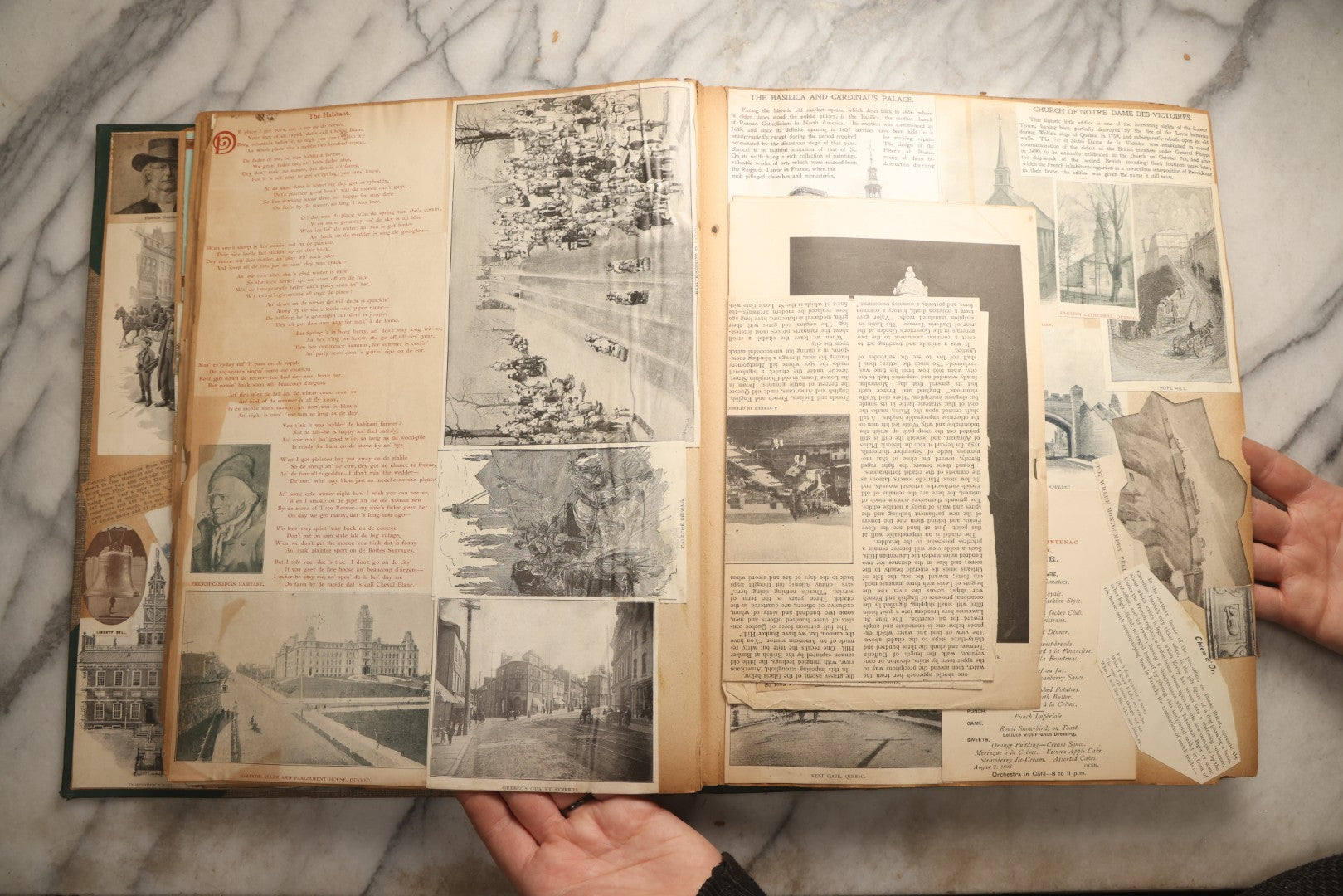 Lot 095 - Antique Washington D.C., Hudson River, Montreal, Asheville, And Maine Travel Scrapbook With Pressed Botanical Specimens, Circa  1898-1905, Note Binding Split, Pages Detached And Brittle