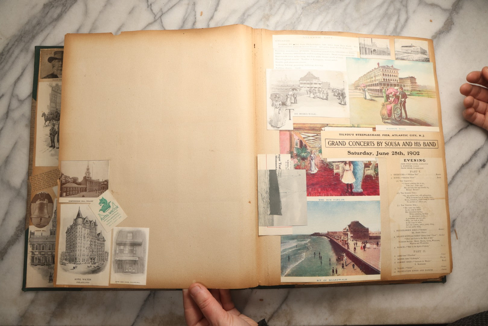 Lot 095 - Antique Washington D.C., Hudson River, Montreal, Asheville, And Maine Travel Scrapbook With Pressed Botanical Specimens, Circa  1898-1905, Note Binding Split, Pages Detached And Brittle