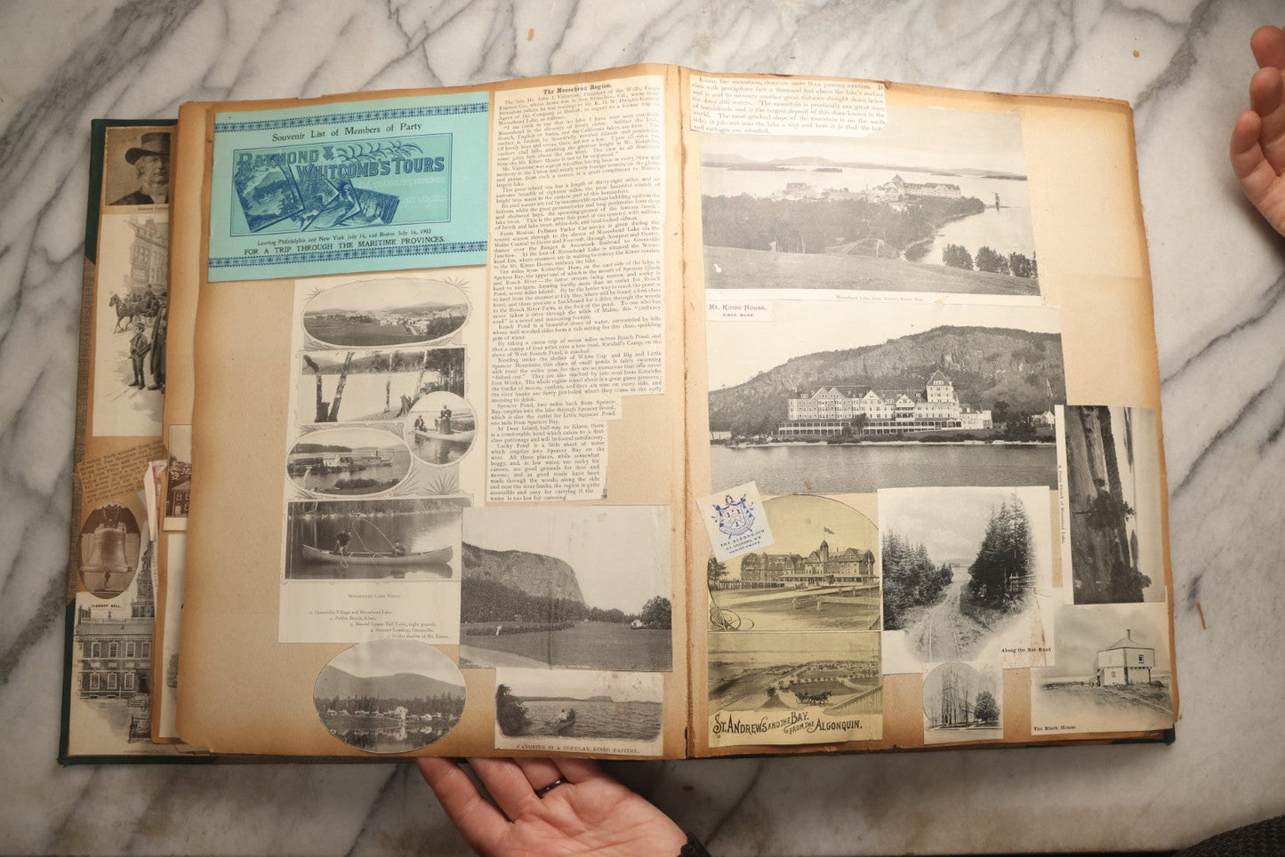 Lot 095 - Antique Washington D.C., Hudson River, Montreal, Asheville, And Maine Travel Scrapbook With Pressed Botanical Specimens, Circa  1898-1905, Note Binding Split, Pages Detached And Brittle