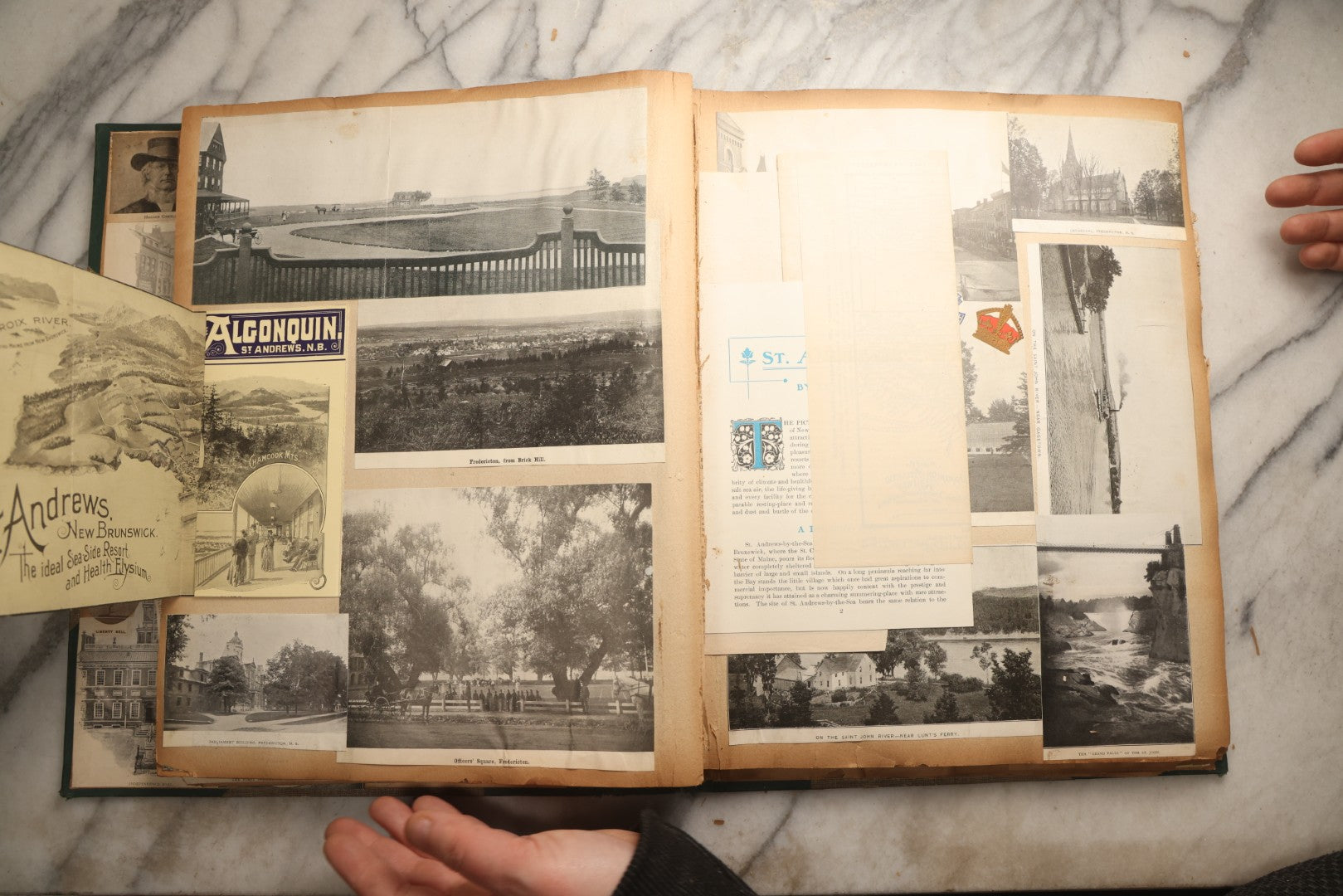 Lot 095 - Antique Washington D.C., Hudson River, Montreal, Asheville, And Maine Travel Scrapbook With Pressed Botanical Specimens, Circa  1898-1905, Note Binding Split, Pages Detached And Brittle
