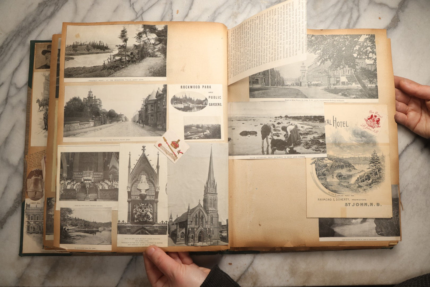 Lot 095 - Antique Washington D.C., Hudson River, Montreal, Asheville, And Maine Travel Scrapbook With Pressed Botanical Specimens, Circa  1898-1905, Note Binding Split, Pages Detached And Brittle