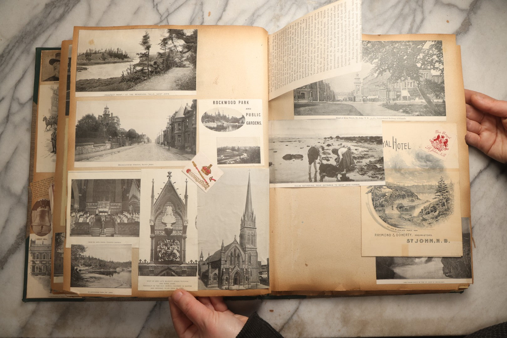 Lot 095 - Antique Washington D.C., Hudson River, Montreal, Asheville, And Maine Travel Scrapbook With Pressed Botanical Specimens, Circa  1898-1905, Note Binding Split, Pages Detached And Brittle