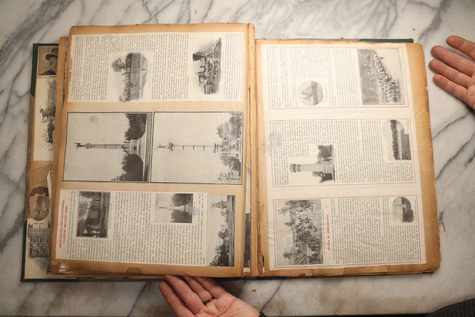 Lot 095 - Antique Washington D.C., Hudson River, Montreal, Asheville, And Maine Travel Scrapbook With Pressed Botanical Specimens, Circa  1898-1905, Note Binding Split, Pages Detached And Brittle