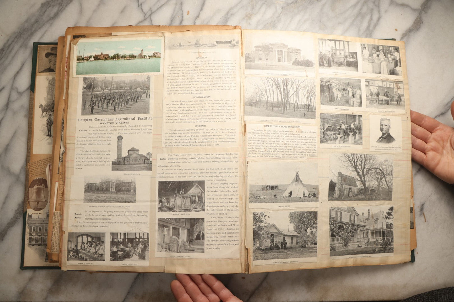Lot 095 - Antique Washington D.C., Hudson River, Montreal, Asheville, And Maine Travel Scrapbook With Pressed Botanical Specimens, Circa  1898-1905, Note Binding Split, Pages Detached And Brittle