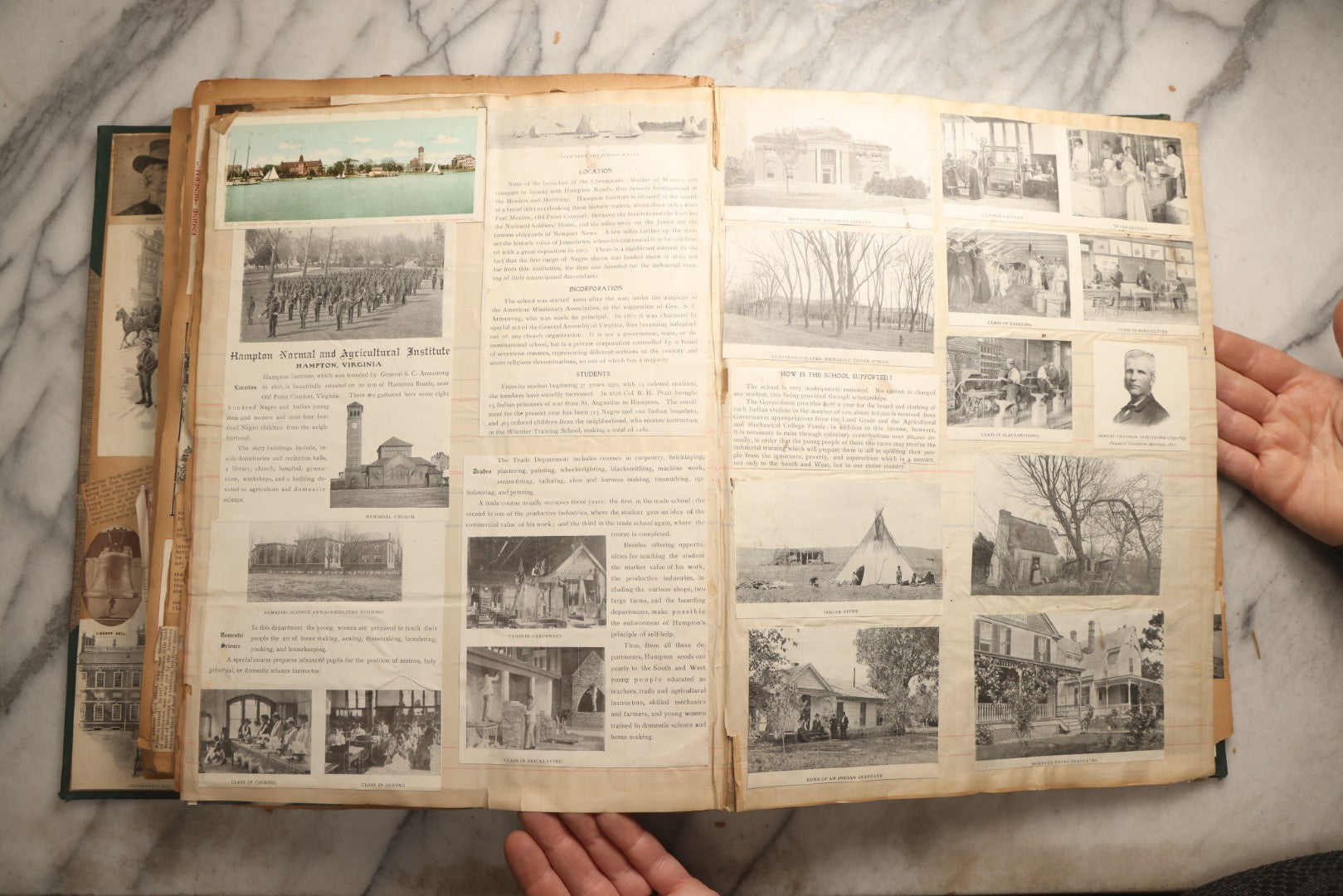 Lot 095 - Antique Washington D.C., Hudson River, Montreal, Asheville, And Maine Travel Scrapbook With Pressed Botanical Specimens, Circa  1898-1905, Note Binding Split, Pages Detached And Brittle