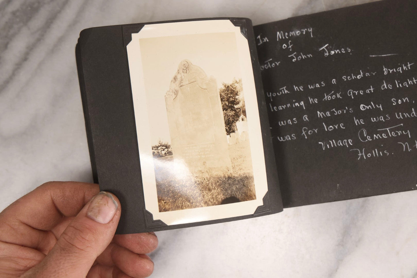 Lot 003 - Antique Snapshot Photo Album Of New England Gravestones With Handwritten Epitaph Transcriptions, Circa 1925–1930
