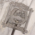 Lot 019 - Antique Independent Order Of Svithiod Frej Lodge No. 16 (Moline, Illinois) Cast Metal Grave Marker And Flag Holder With Shaking Hands Motif, 28-1/2" H