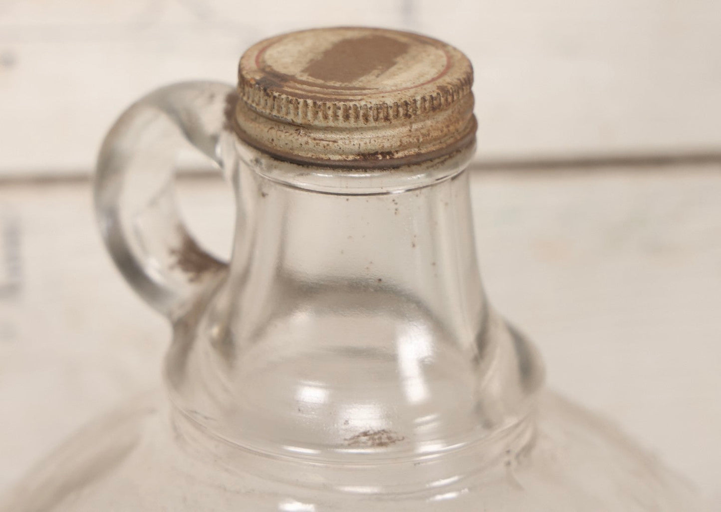 Lot 087 - Pair Of Vintage Clear Glass Jugs With Later-Applied Green “Formaldehyde” Paper Labels From Florida Hardware Co.