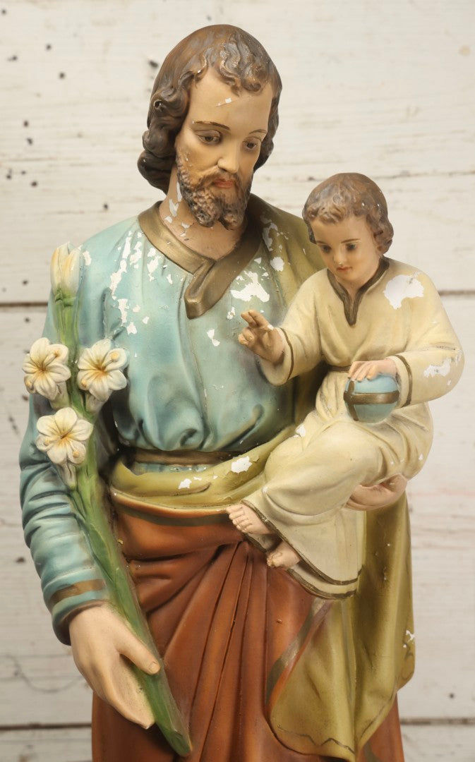 Lot 102 - Vintage Chalkware Saint Joseph With The Child Jesus Figural Religious Sculpture