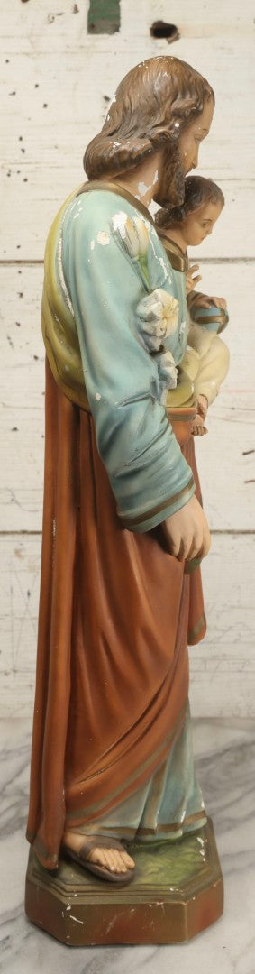 Lot 102 - Vintage Chalkware Saint Joseph With The Child Jesus Figural Religious Sculpture