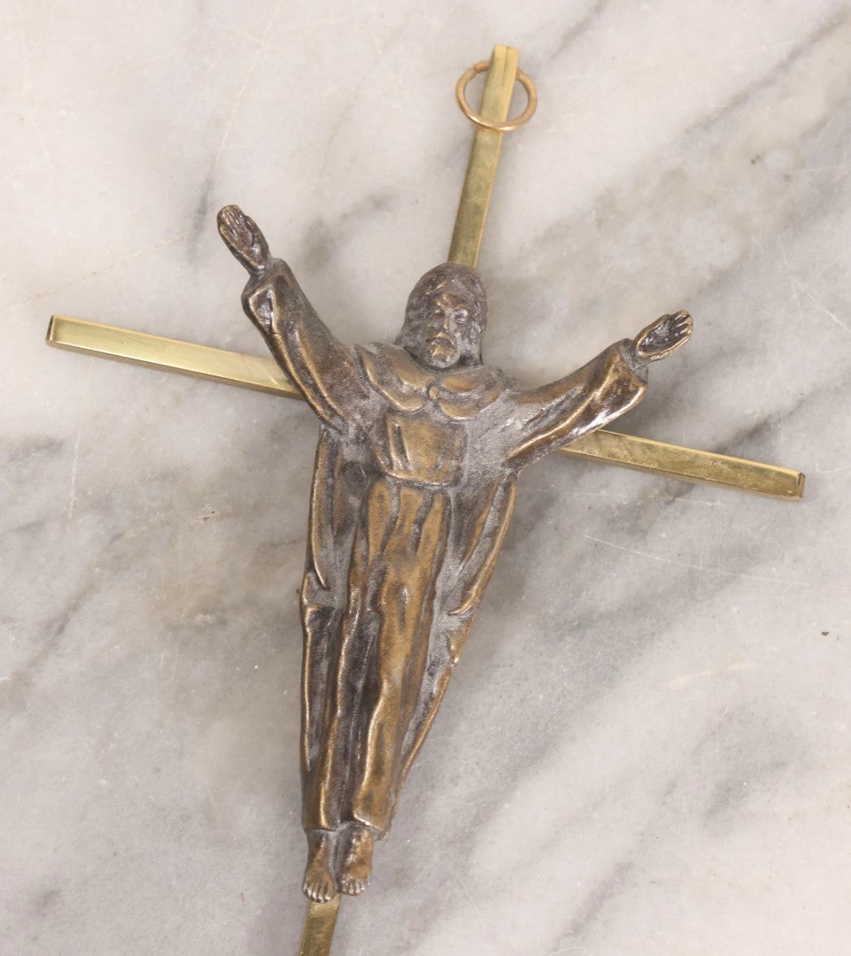 Lot 112 - Grouping Of Four Modern And Vintage Metal Crucifixes With Mixed Finishes