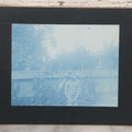 Lot 161 - Antique Boarded Cyanotype Photograph Of Young Boy With High-Wheel Bicycle Identified As E.S.B.