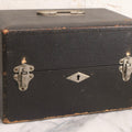 Lot 288 - Vintage Leatherette Carrying Case With Purple Velvet Lined Interior And Eagle Lock Co. Hardware, Likely For Church Or Funeral Use