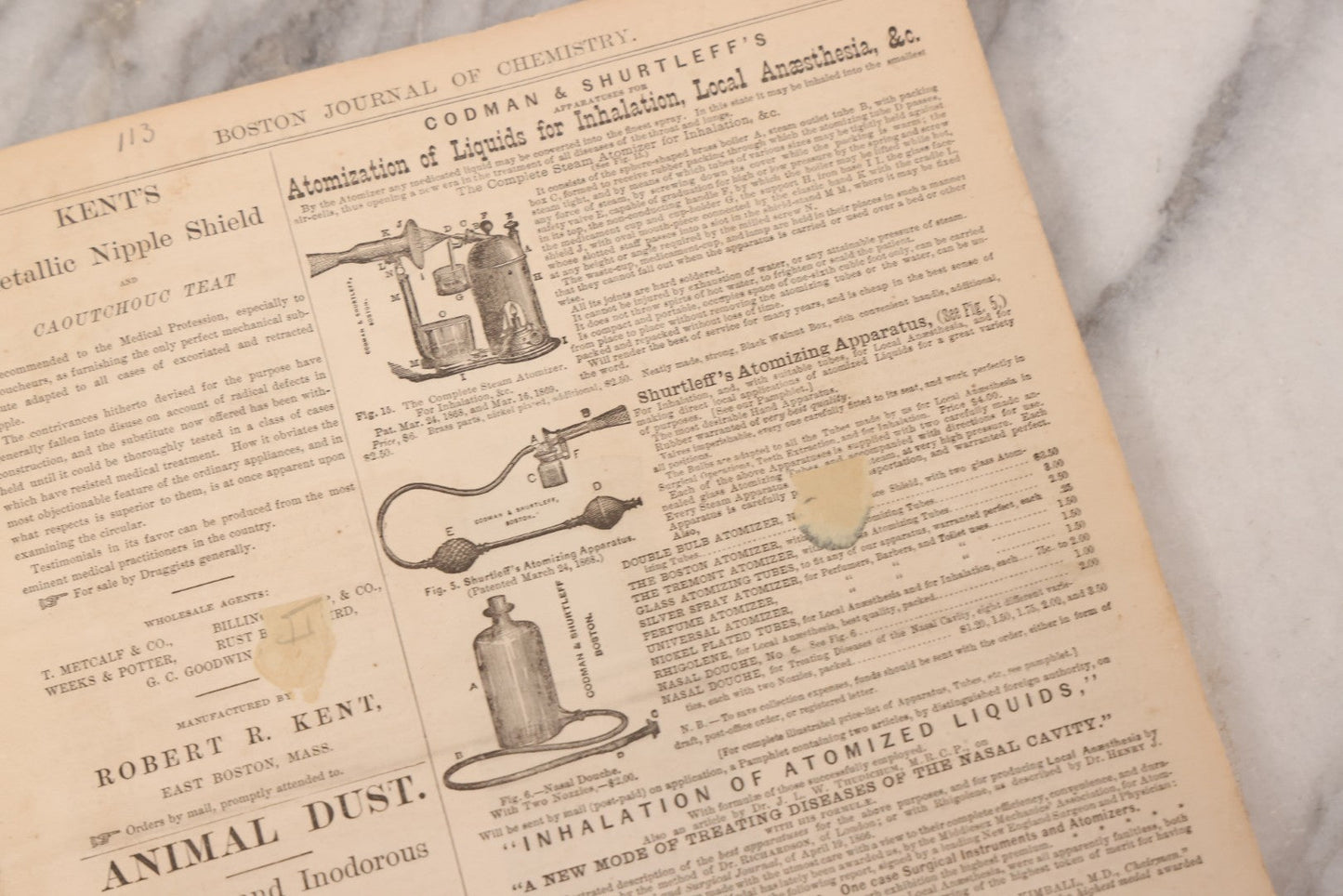 Lot 295 - Antique Bound Compendium "The Boston Journal Of Chemistry" Containing Issues From January 1873 To June 1874, Published By Billings, Clapp, And Company, Boston, Edited By James R. Nichols, M.D.