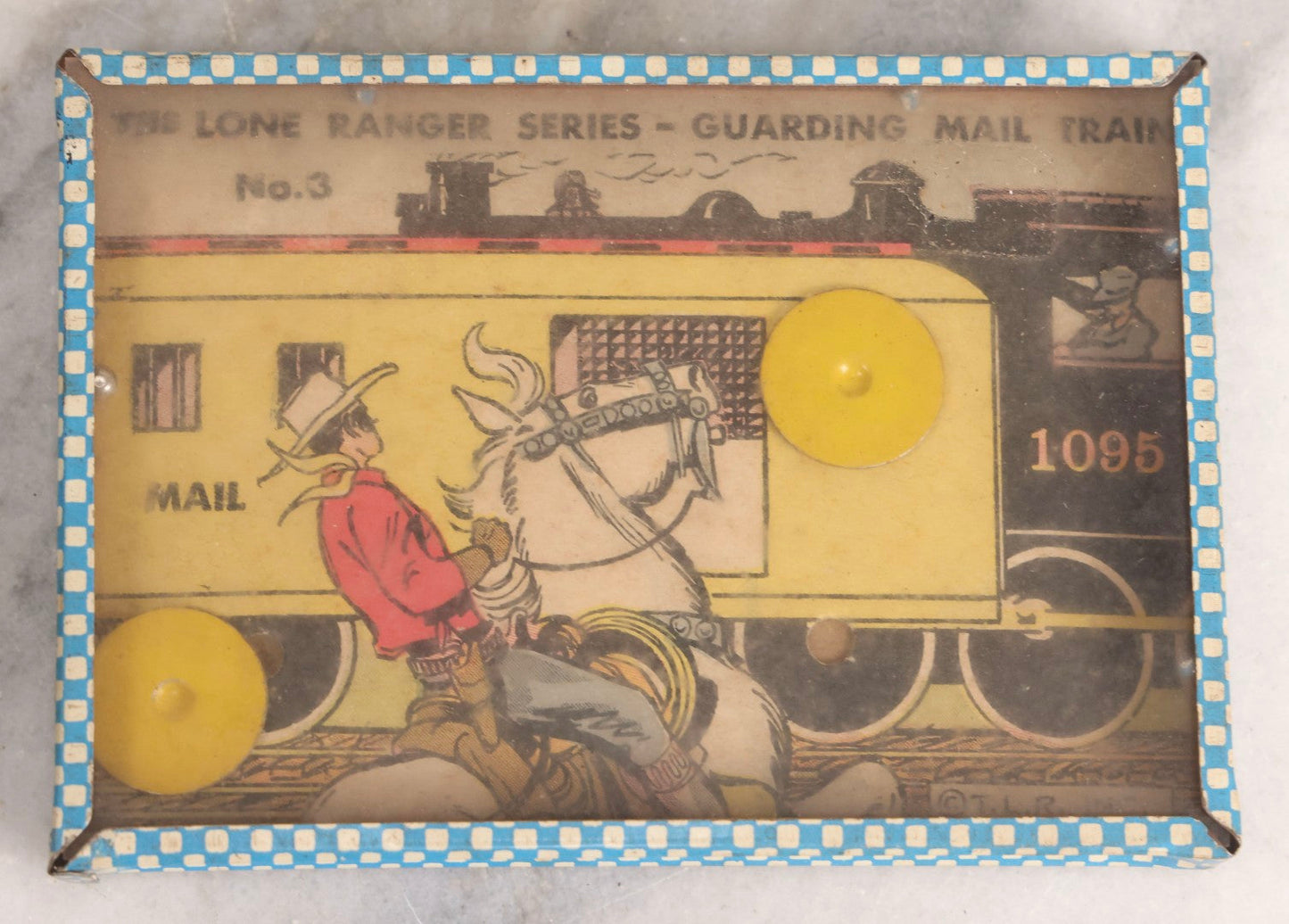 Lot 305 - Vintage The Lone Ranger Dexterity Game "Guarding Mail Train" No. 3, Lithographed Cardboard Tilt Maze Game With Metal Balls, Circa 1930s-1950s