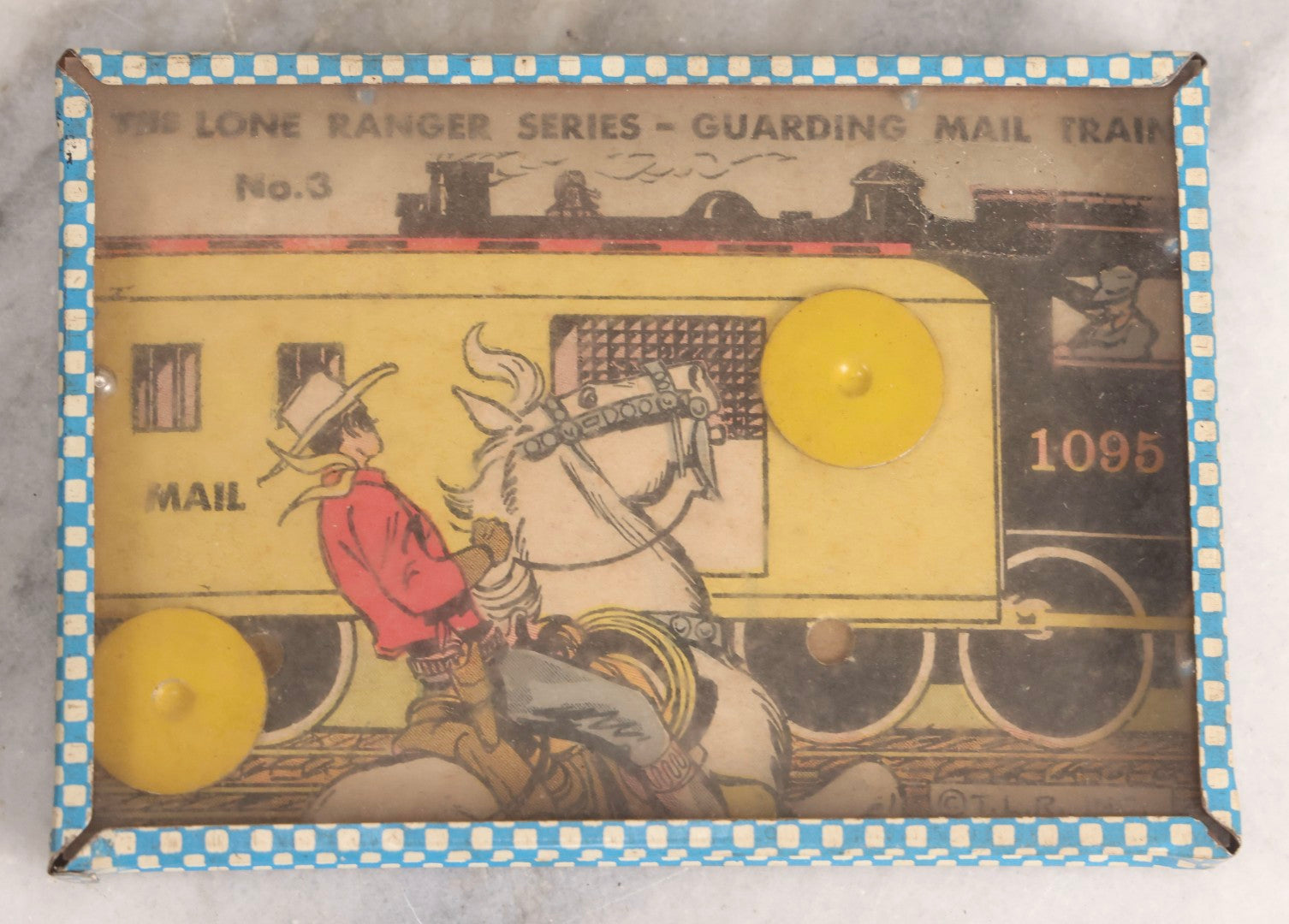 Lot 305 - Vintage The Lone Ranger Dexterity Game "Guarding Mail Train" No. 3, Lithographed Cardboard Tilt Maze Game With Metal Balls, Circa 1930s-1950s