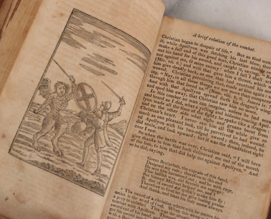 Lot 307 - "The Pilgrim's Progress From This World To, That Which Is To Come" Antique Illustrated Christian Allegory Book By John Bunyan, Published By Isaiah Thomas, Junior, Boston, Printed By E. Merriam & Co., 1817