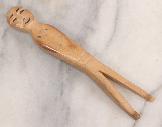 Lot 034 - Vintage Scrimshaw Decorated Carved Bone Figural Tool Or Implement, 6" L