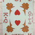 Lot 050 - Vintage Folk Art Hand Painted Wooden Gambling / Carnival Game Board "Kitty" Playing Card Design, "All One Suit," High Card / Cut The Cards Style, 16-1/4" x 24-1/8"