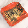 Lot 079 - Antique Porcelain Ashtray "The Trader" Depicting White Man Trading With Native American By Fire, Wild West Series, Frank Beadmore & Co., Fenton, Note Chips